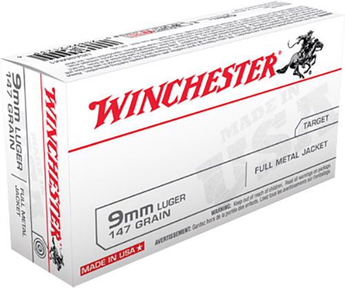 Winchester Ammo USA9MM1 USA 9mm Luger 147 gr Full Metal Jacket Flat Nose 50 Round Box