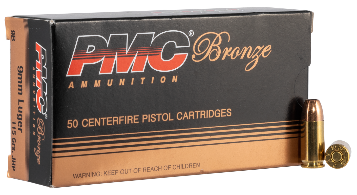 PMC 9B Bronze 9mm Luger 115 gr Jacket Hollow Point 50 Round Box