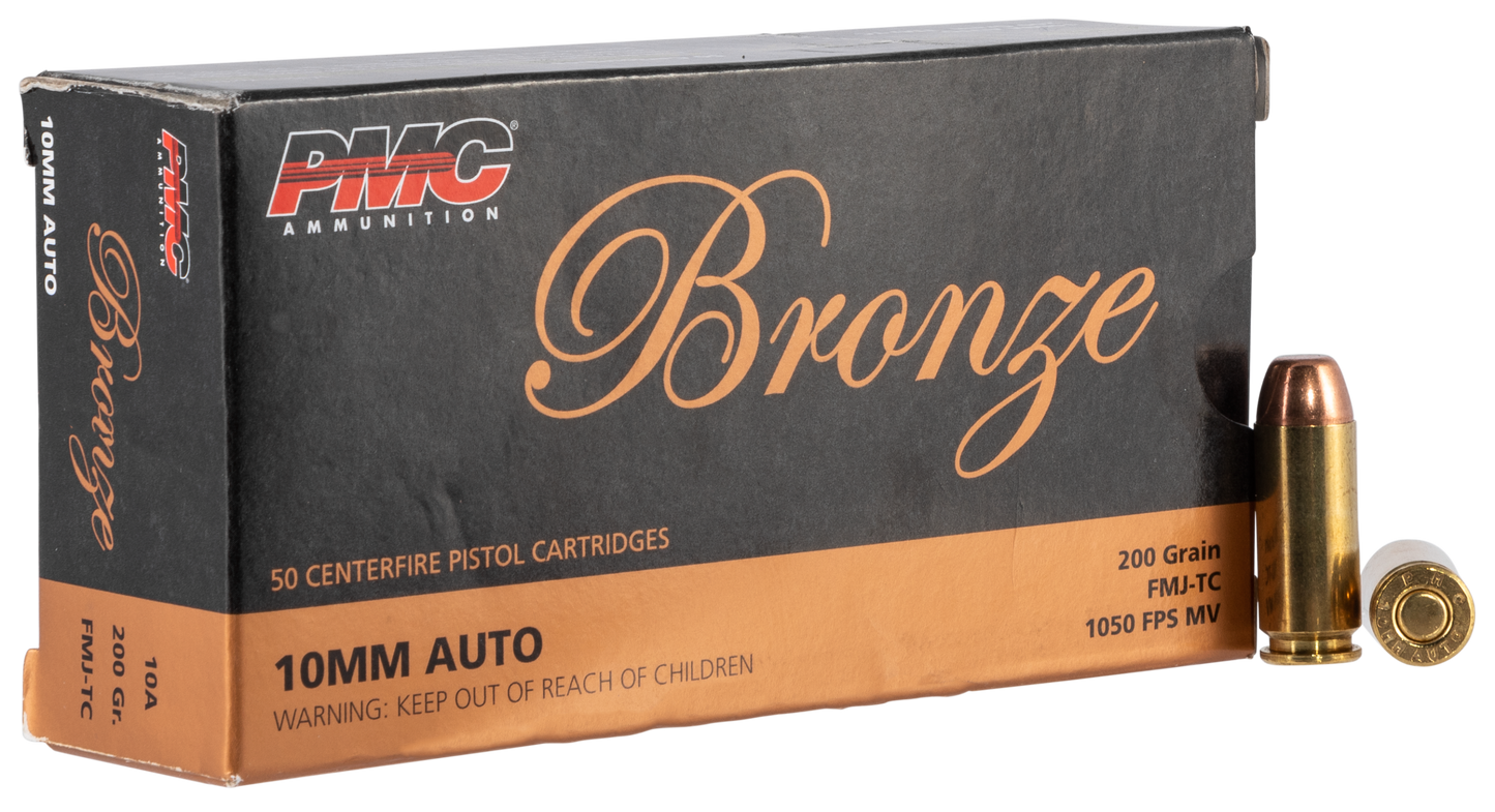 PMC 10A Bronze 10mm Auto 200 gr Full Metal Jacket Truncated Cone 50 Round Box