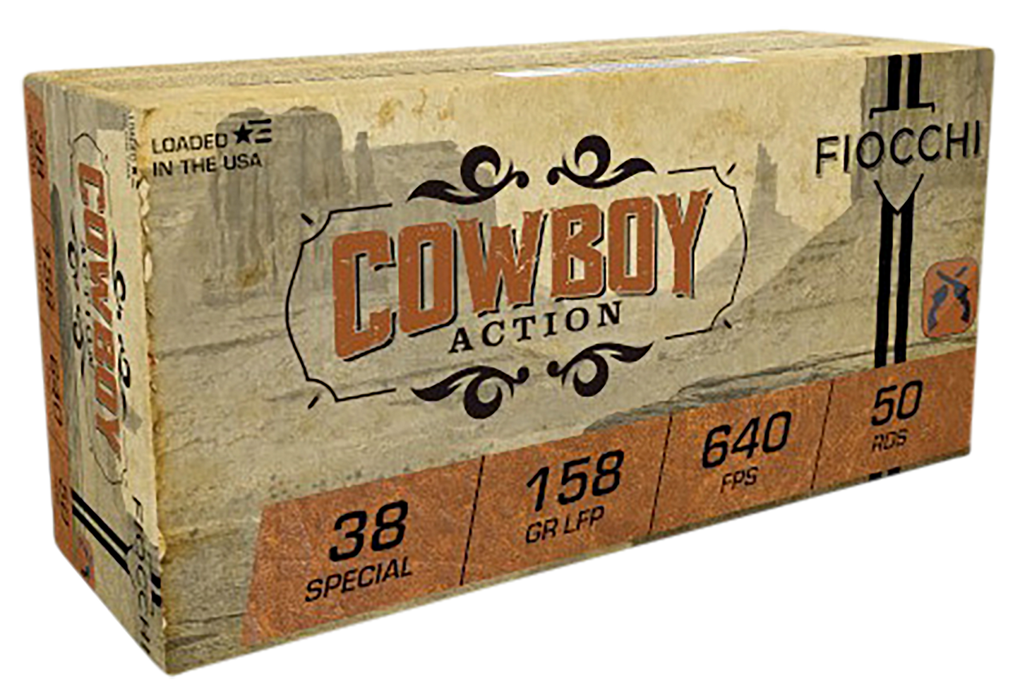 Fiocchi 38CA Cowboy Action 38 Special 158 gr Lead Flat Point 50 Round Box