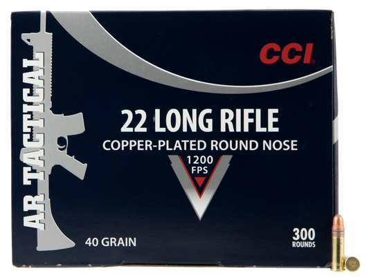 CCI 956 AR Tactical 22 LR 40 gr Copper Plated Round Nose 300 Round Box