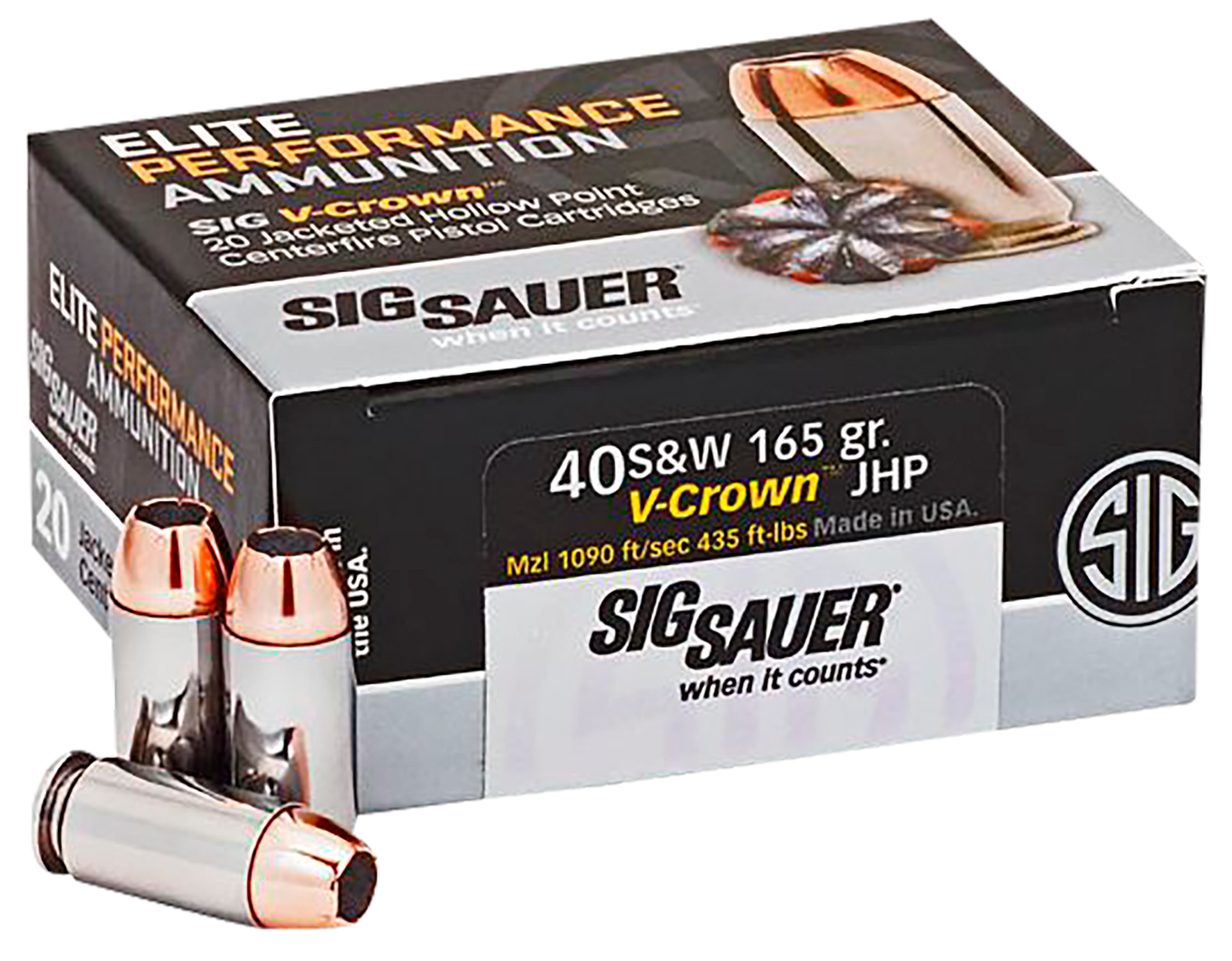 Sig Sauer E40SW120 Elite Defense 40 S&W 165 gr Jacket Hollow Point 20 Round Box