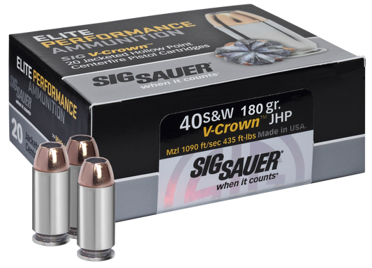 Sig Sauer E40SW220 Elite Defense 40 S&W 180 gr V Crown Jacketed Hollow Point 20 Round Box