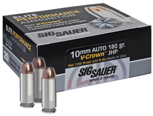 Sig Sauer E10MM120 Elite Defense 10mm Auto 180 gr V Crown Jacketed Hollow Point 20 Round Box