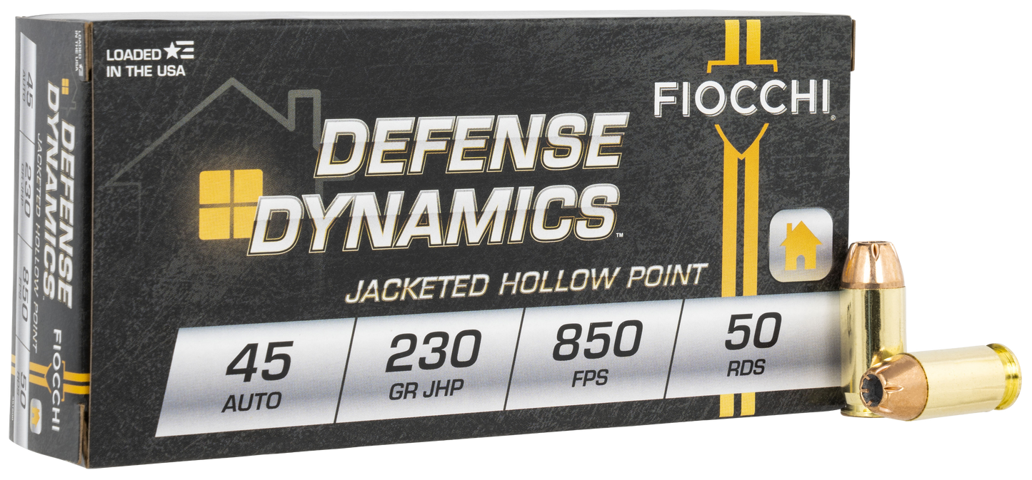 Fiocchi 45T500 Defense Dynamics 45 ACP 230 gr Jacket Hollow Point 50 Round Box